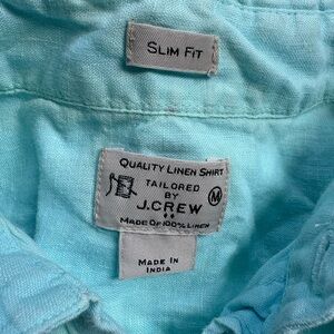 J. Crew Aqua Linen Slim Fit Shirt